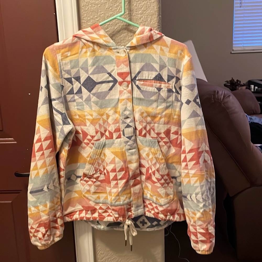 Pendleton Hooded Button Up. Rainbow Pattern. Exce… - image 1